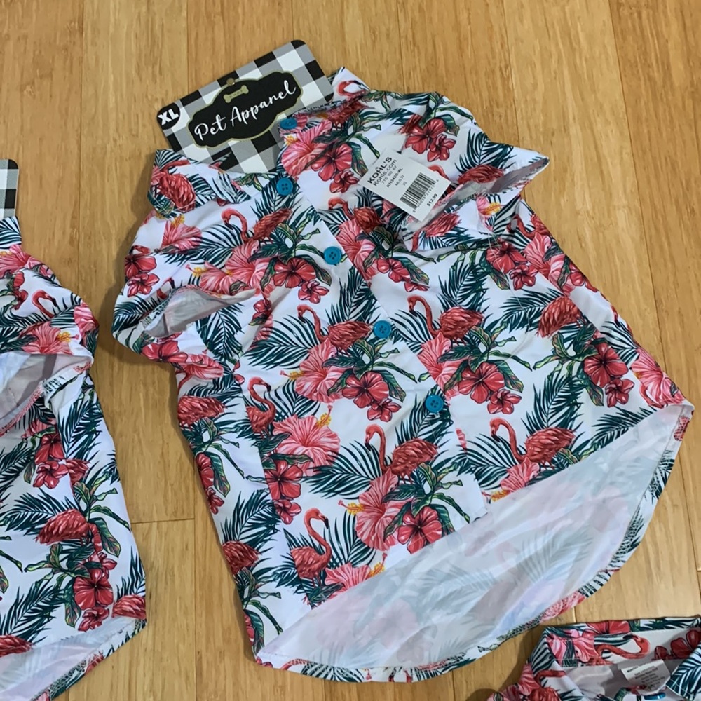 Tropical print button up shirt for fur babies